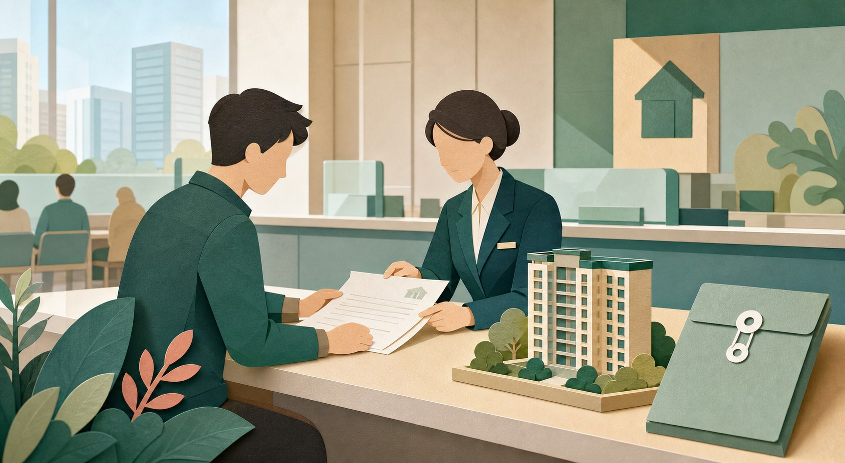 住房公积金贷款担保与抵押登记办理的原创插画