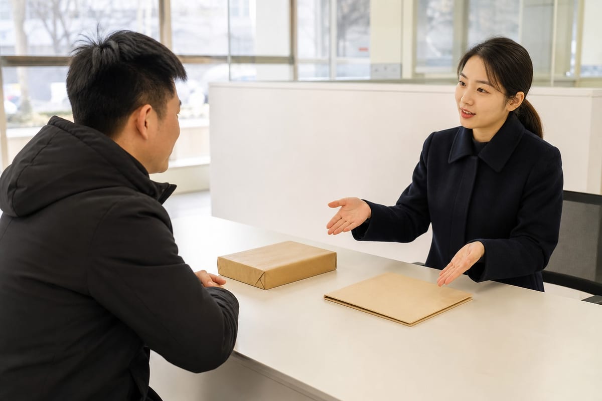 车主在镇平车管服务桌前核对号牌补领和邮寄选项