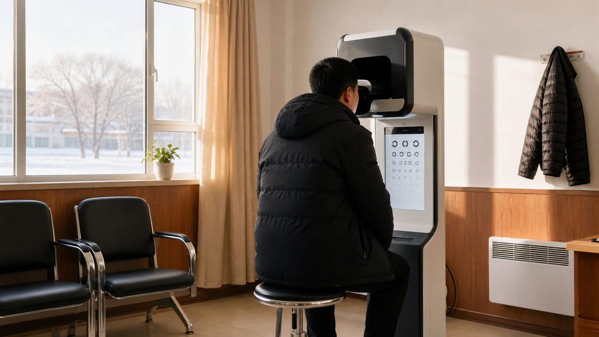 苏尼特左旗驾驶人在小型车管服务区进行视力自助检测