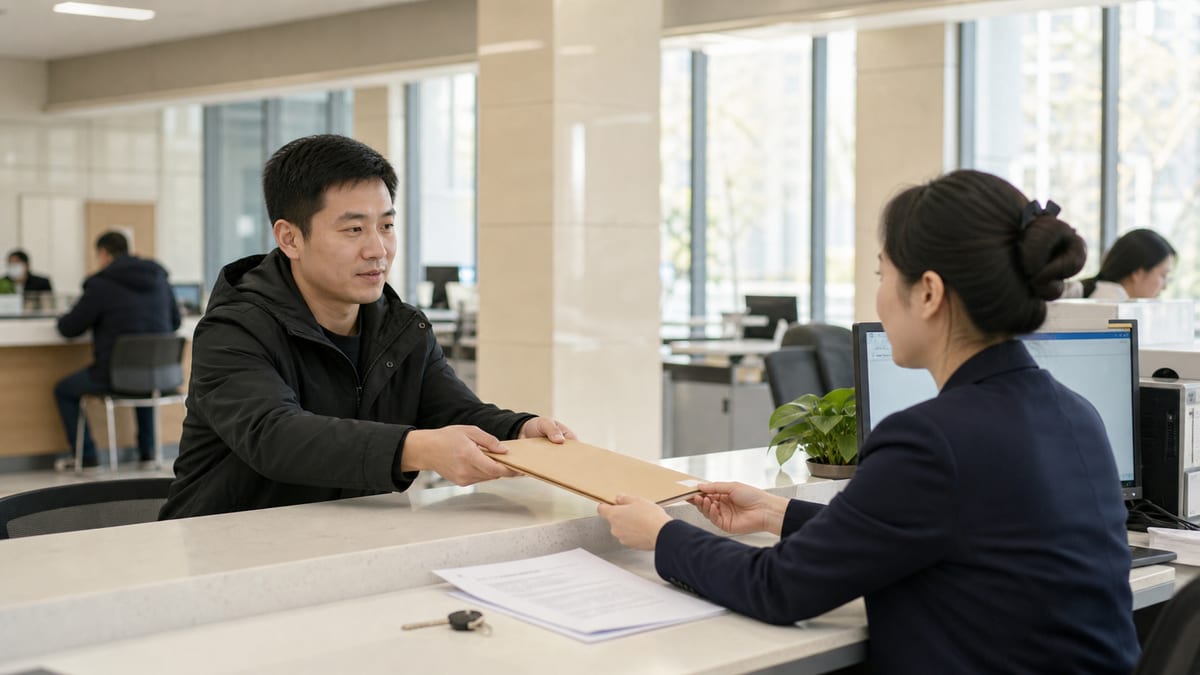 长清区购房人在不动产综合窗口递交新房办证材料