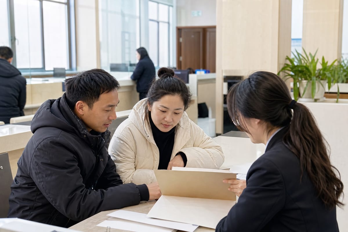 申请家庭在住房保障服务桌前核对公租房轮候资料